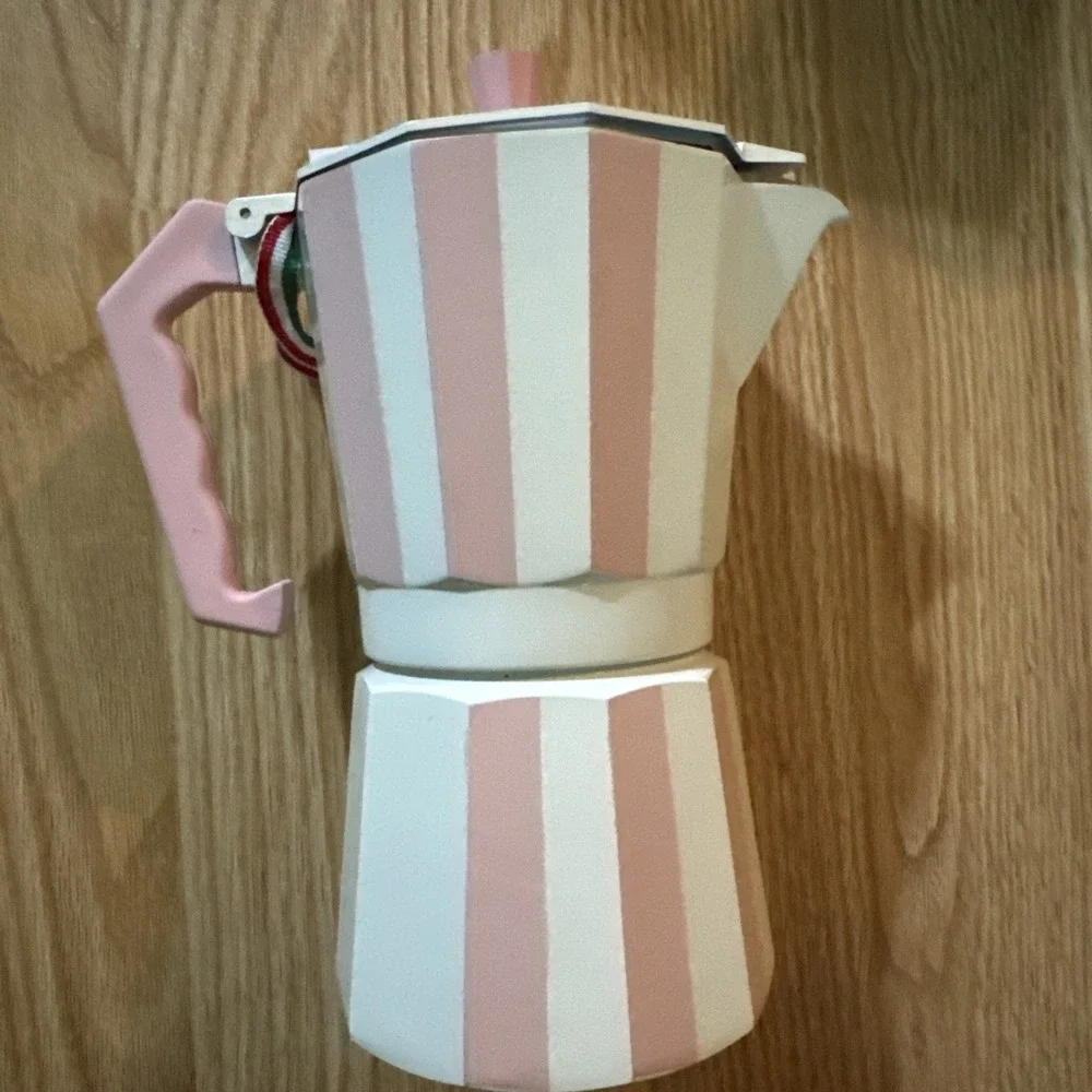 NEW Gnali & Zan Pink/White Italian Aluminum 6-Cups of Espresso Coffee Maker Pot
